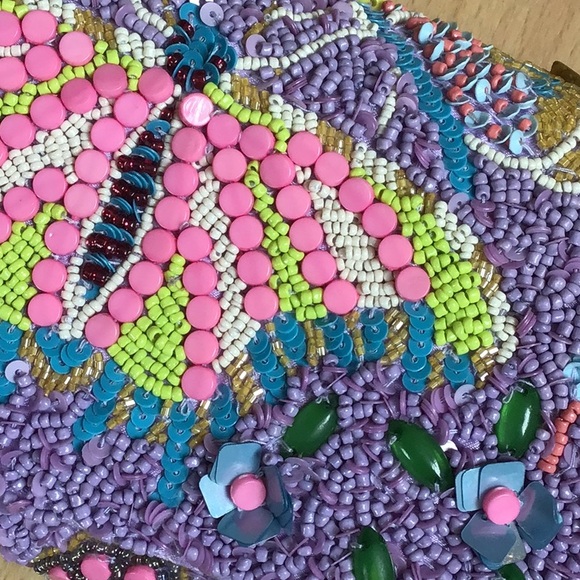 Anthro RARE Beaded Butterfly Crossbody Bag / Evening Clutch - Picture 4 of 14